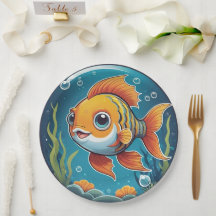 Cute Goldfish Swimming Underwater med Bubbles