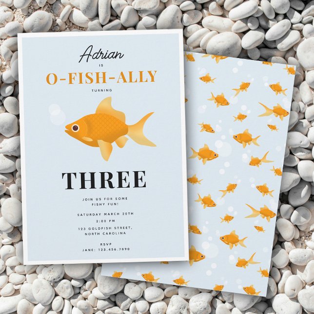 Cute Goldfish Swimming Vatten Barns födelsedag Par Inbjudningar (Cute Goldfish Swimming Water Kids Birthday Party Invitation)