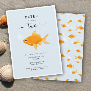 Cute Goldfish Swimming Vatten Barns födelsedag Par Inbjudningar
