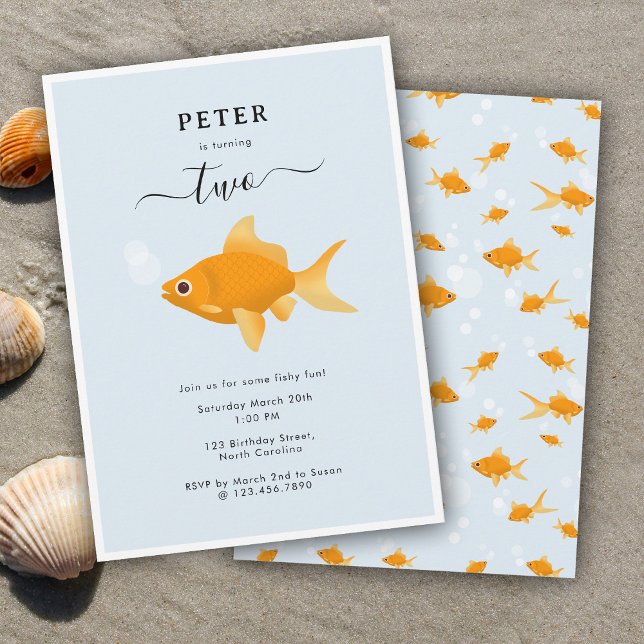 Cute Goldfish Swimming Vatten Barns födelsedag Par Inbjudningar (Cute Goldfish Swimming Water Kids Birthday Party Invitation)