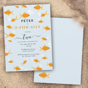 Cute Goldfish Swimming Vatten O Fish Ally Birthday Inbjudningar