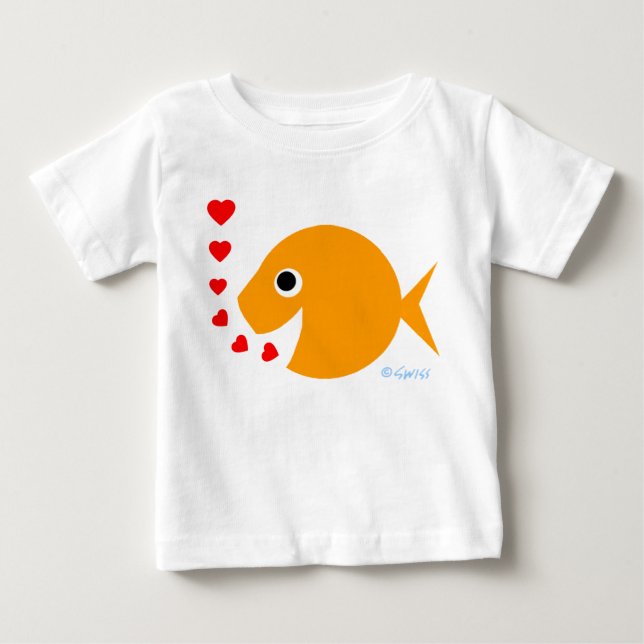 Cute Goldfish Valentine Tecknad Shirt for Baby Tee (Framsida)