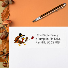 Cute Golf Ball Thanksgiving Turkey Returadress Etikett