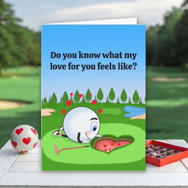 Cute Golf Ball Valentine's Day Kort (Skapare uppladdad)