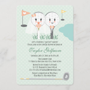 Cute Golf Boll och Möhippan Bride Groom Inbjudningar