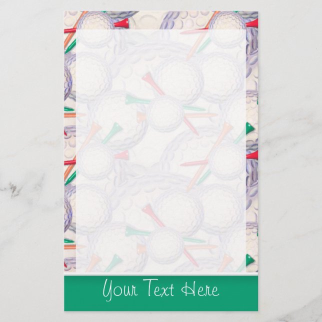 Cute Golf Bollar & Tees Mönster Brevpapper (Framsida)