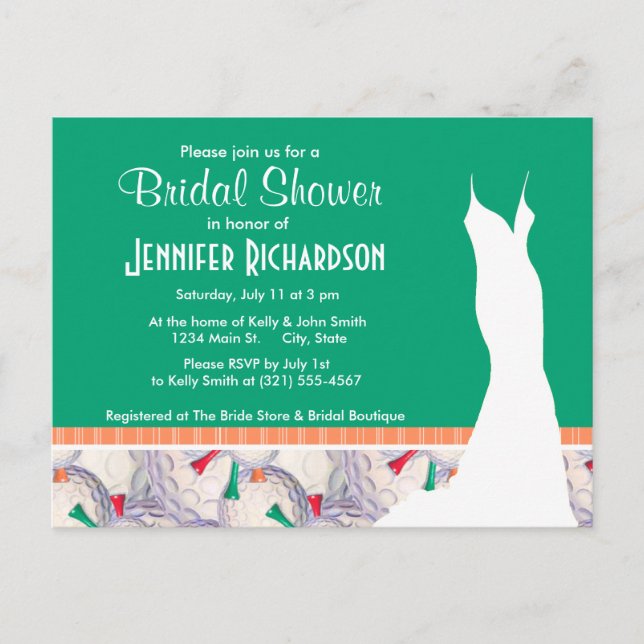 Cute Golf Bollar & Tees Mönster Inbjudan Vykort (Framsida)