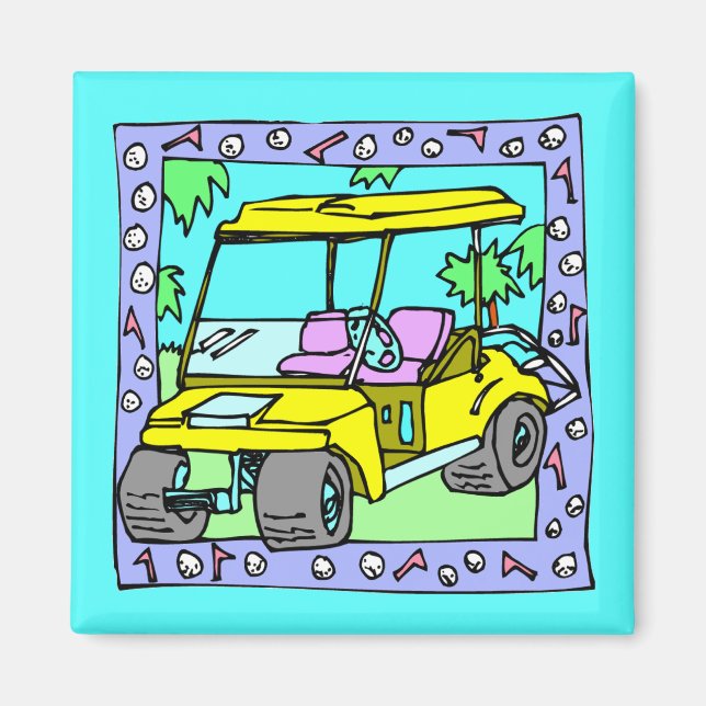 Cute Golf Cart Art Magnet (Framsidan)