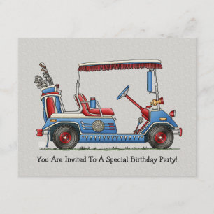 Cute Golf Cart Inbjudningar