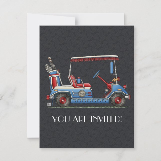 Cute Golf Cart Inbjudningar (Framsida)