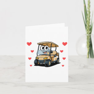 Cute Golf Cart Valentines day Sports Älskare Heart Kort