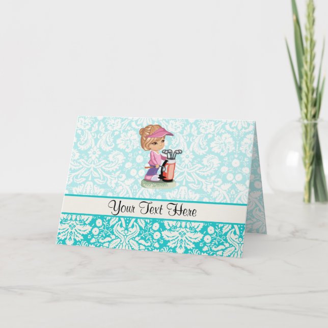 Cute Golf; Damaskmönster Kort (Framsida)