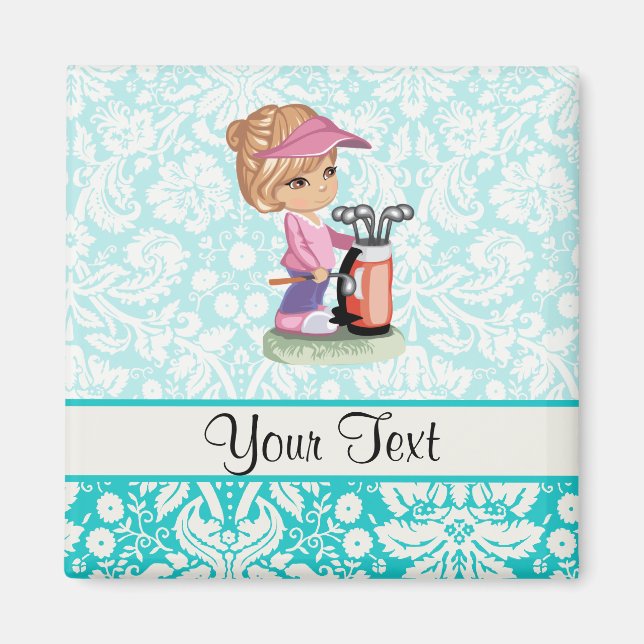 Cute Golf; Damaskmönster Magnet (Framsidan)