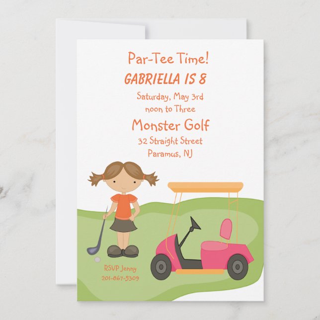 Cute Golf Girls Party-inbjudan Inbjudningar (Framsida)