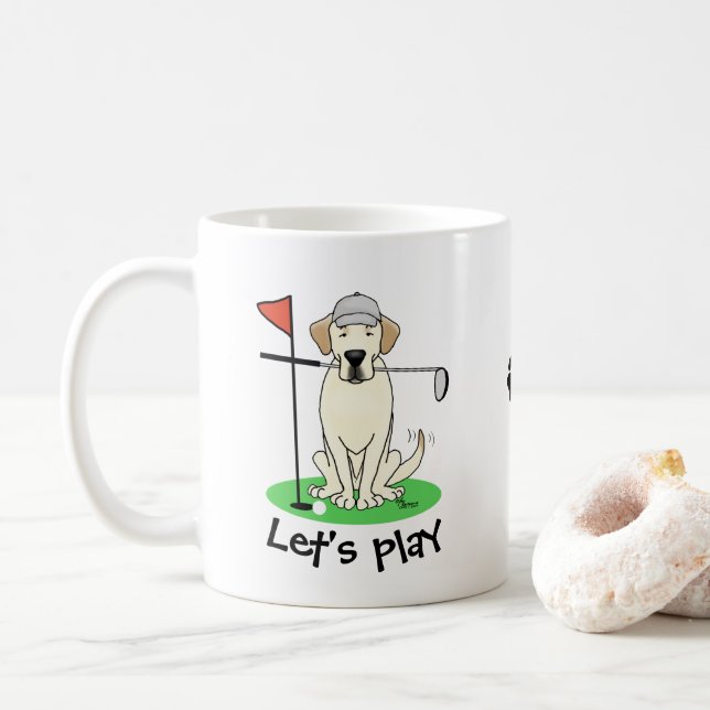 Cute Golf Gult Labrador Retriever Hund Kaffemugg (Med munk)
