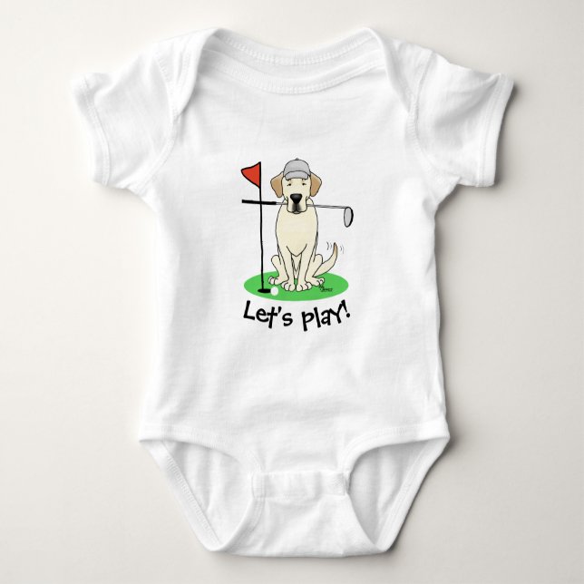 Cute Golf Gult Labrador Retriever Hund T Shirt (Framsida)