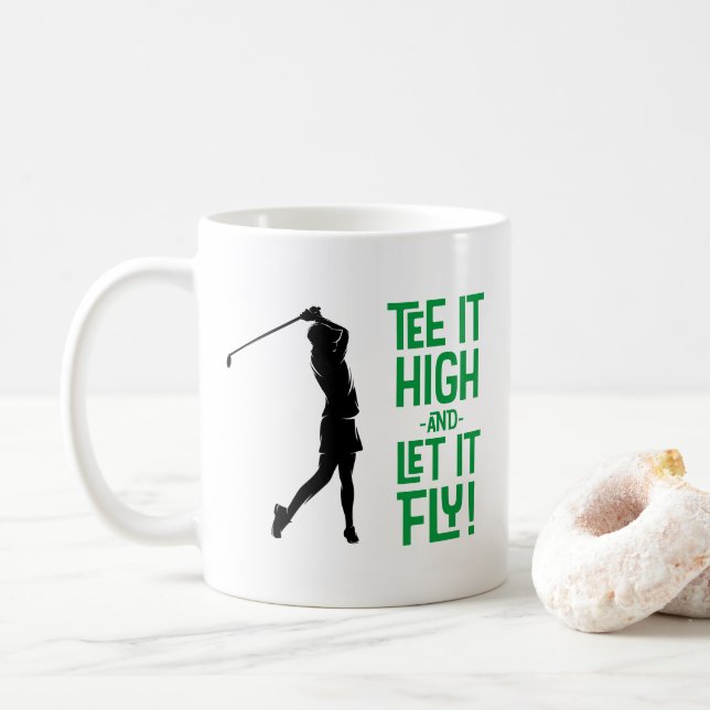 Cute Golf Tee Funny Humor Sports Pro Black Grönt Kaffemugg (Med munk)