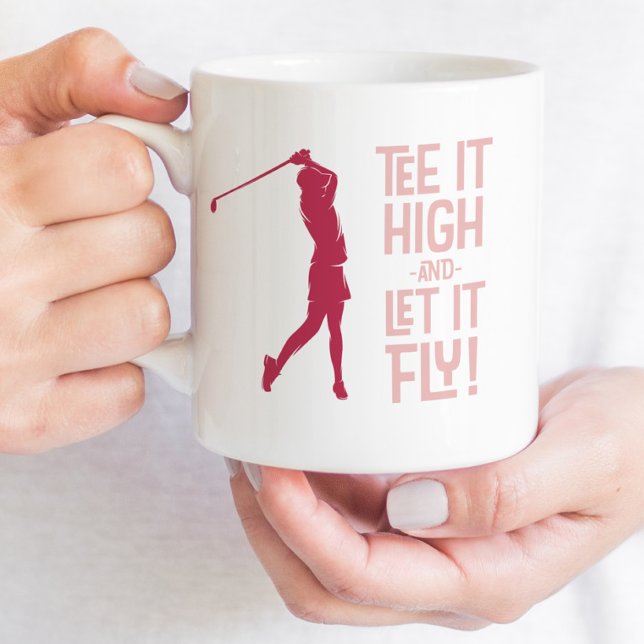 Cute Golf Tee Funny Humor Sports Pro Magenta Red Kaffemugg (Skapare uppladdad)