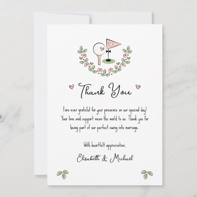 Cute Golf ThLED Bröllop Tack, ditt kort med foto (Baksida)