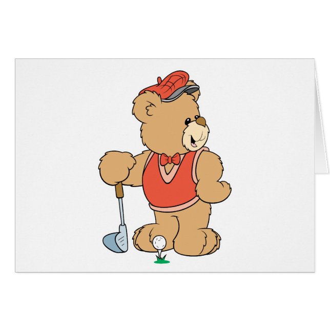 Cute Golfing Bear Hälsningskort (Framsidan Horizontal)