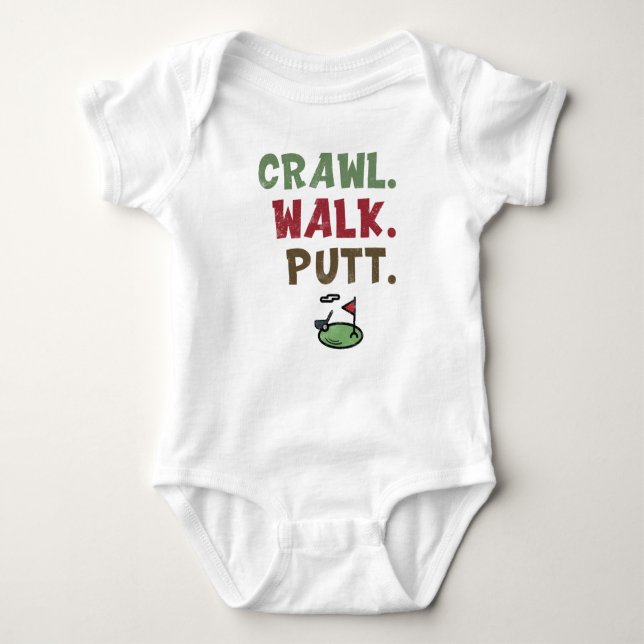 Cute Golfing, Crawl Walk Putt T Shirt (Framsida)