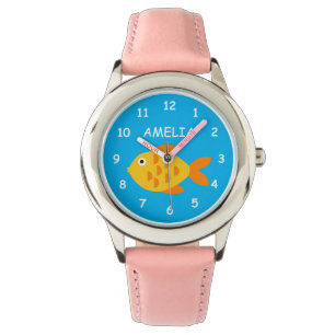Cute golfish barn watch-gåva med eget namn armbandsur