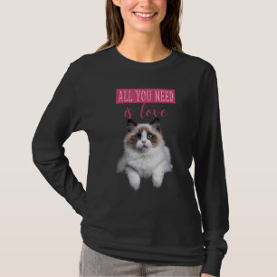 Cute Gömt Kitten Kärlek meddelande Kat Torn Trasa T Shirt