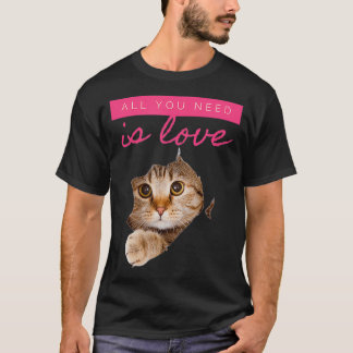 Cute Gömt Kitten Kärlek-meddelande T Shirt