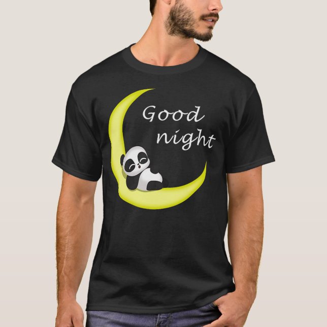 Cute Good Night Panda Baby Bear Love Sleeping on M T Shirt (Framsida)