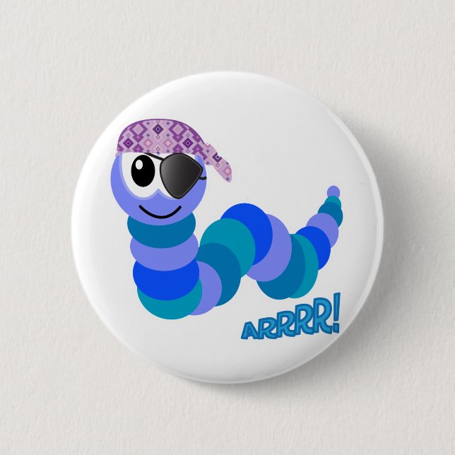 Cute Goofkins pirat caterpelare Knapp (Framsida)