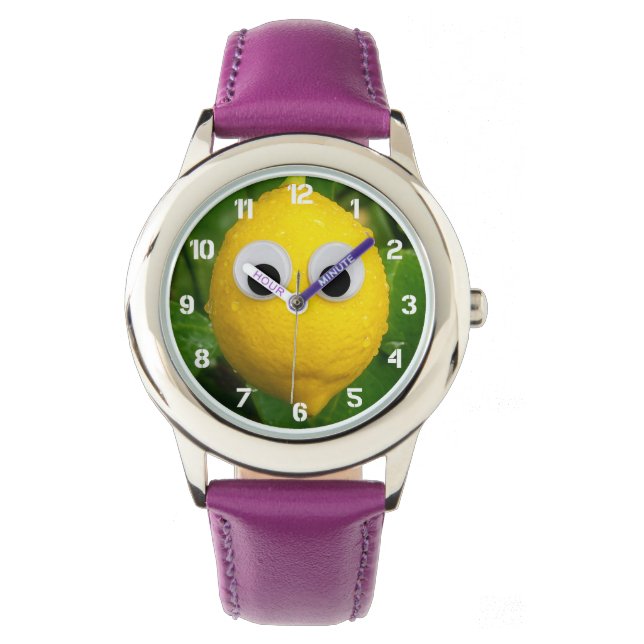 Cute Googly Eye Lemon Kids Clock Armbandsur (Framsida)