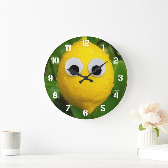 Cute Googly Eye Lemon Kids Clock Stor Klocka (Hem)