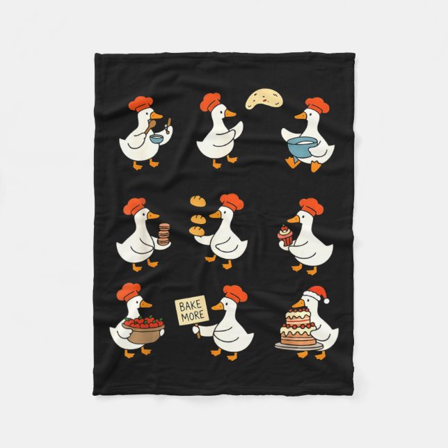 Cute Goose Baking Funny Baker Goose Chef Pastry Ba Fleecefilt (Framsidan)