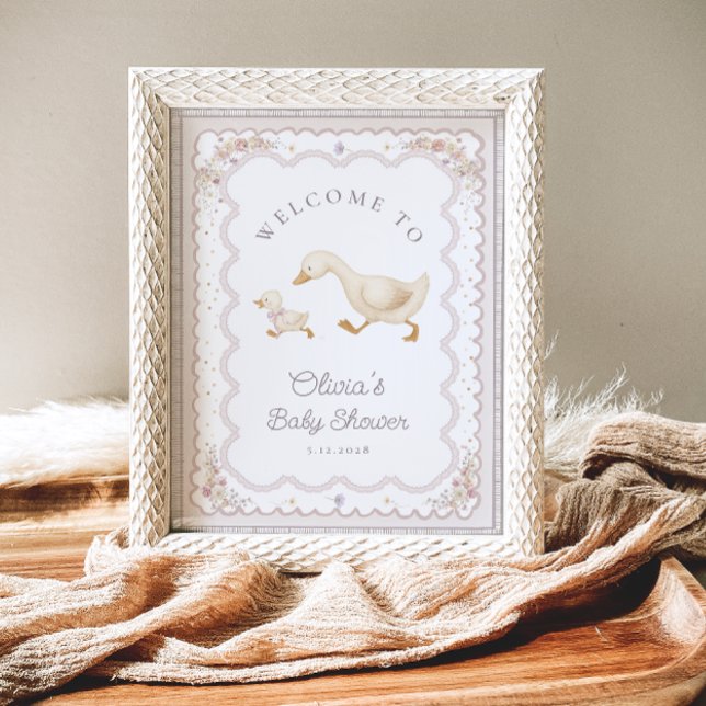 Cute Goose Gender Neutral Baby Shower Welcome Poster (Skapare uppladdad)