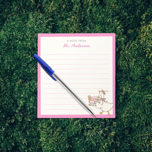 Cute Goose Holding Books Teacher Appreciation Gift Anteckningsblock (Skapare uppladdad)