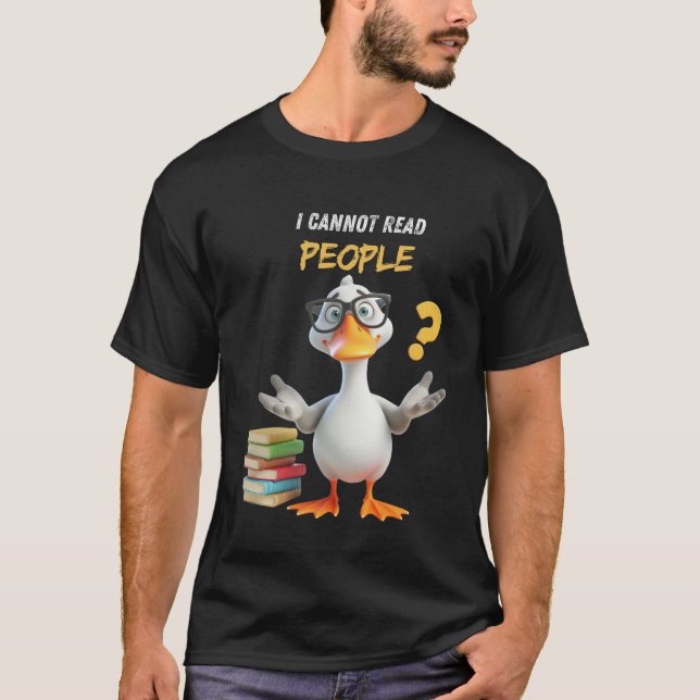 Cute goose med bokar kan inte läsa människor t shirt (Framsida)