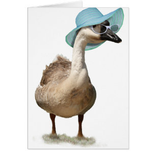 Cute Goose med sommarhög och solglasögon Hälsningskort