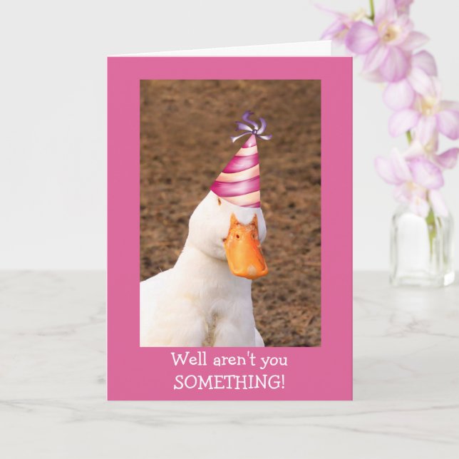 Cute Goose Party Hat Birthday Kort (Orkide)