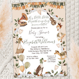 Cute Goose Watercolor Nursery Rhymes Baby Shower Inbjudningar
