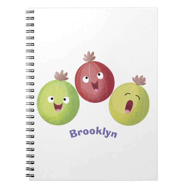 Cute gooseberry trio singel tecknad anteckningsbok (Framsidan)