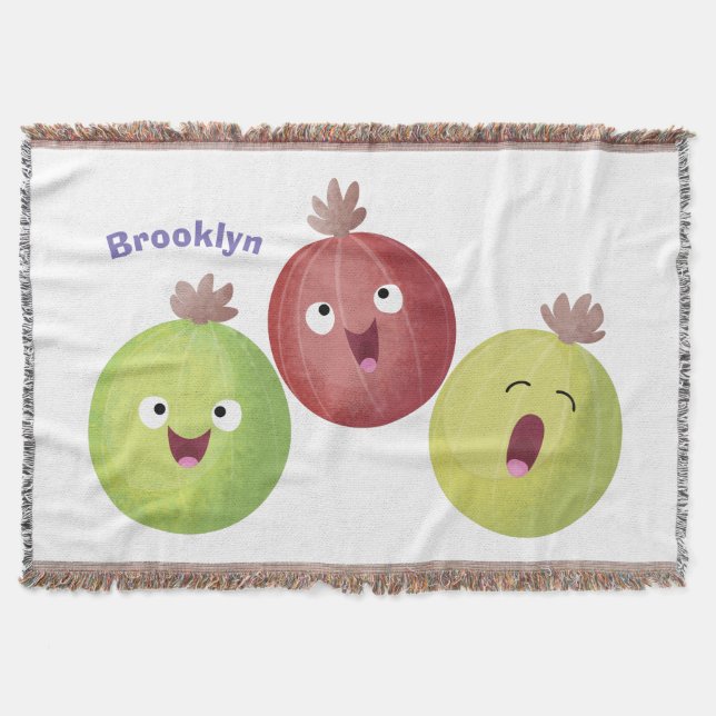 Cute gooseberry trio singel tecknad filt (Framsidan)