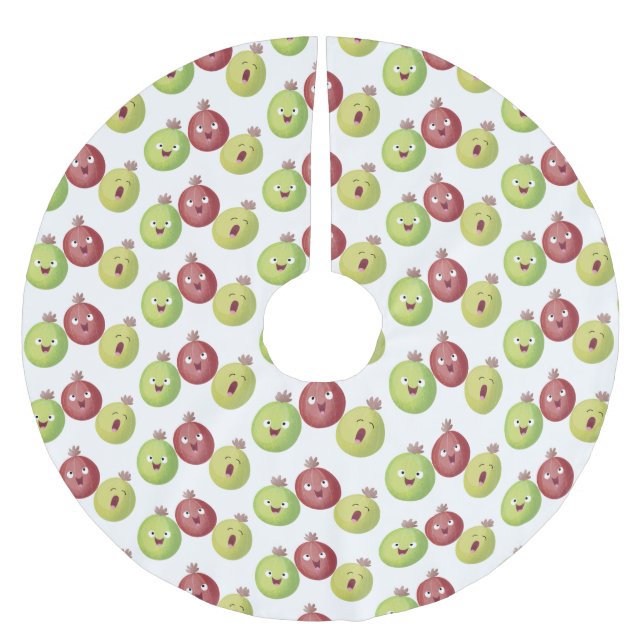 Cute gooseberry trio singel tecknad julgransmatta borstad polyester (Framsidan)