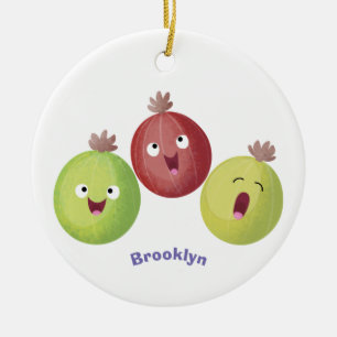 Cute gooseberry trio singel tecknad julgransprydnad keramik