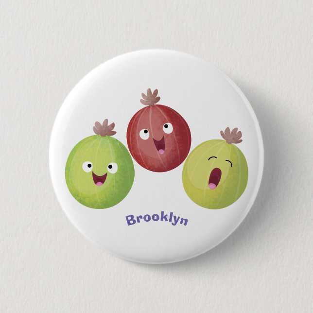 Cute gooseberry trio singel tecknad knapp (Framsida)
