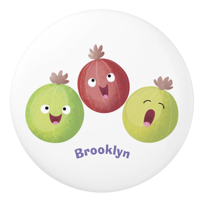 Cute gooseberry trio singel tecknad knopp (Framsidan)