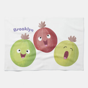 Cute gooseberry trio singel tecknad kökshandduk