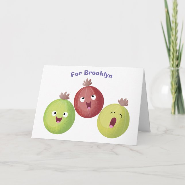 Cute gooseberry trio singel tecknad kort (Framsida)