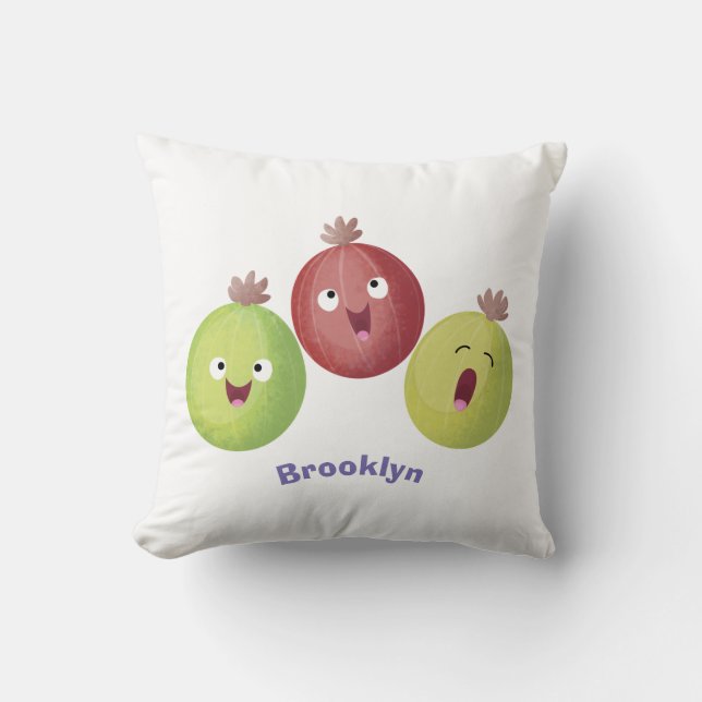Cute gooseberry trio singel tecknad kudde (Framsida)