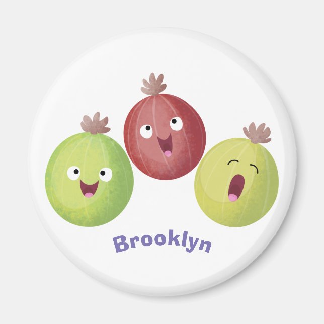 Cute gooseberry trio singel tecknad magnet (Framsidan)