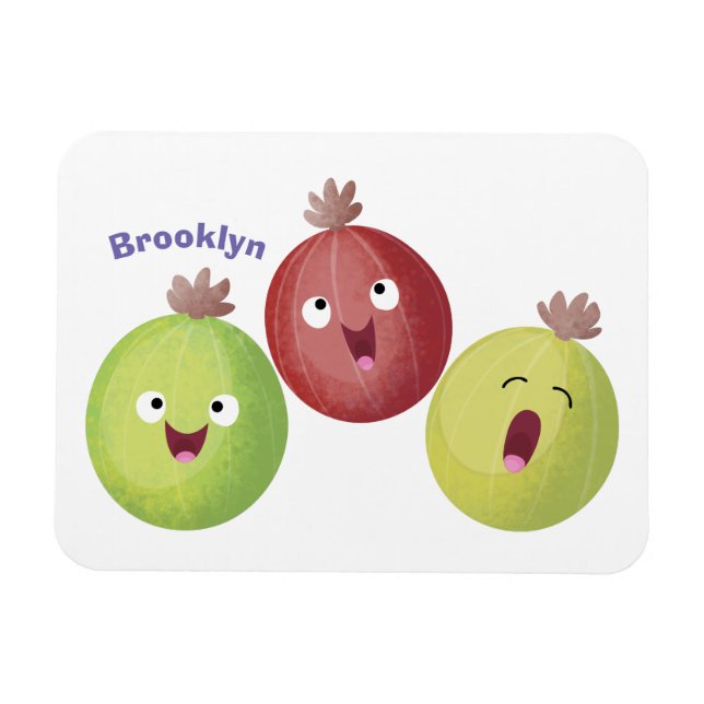 Cute gooseberry trio singel tecknad magnet (Horisontell)